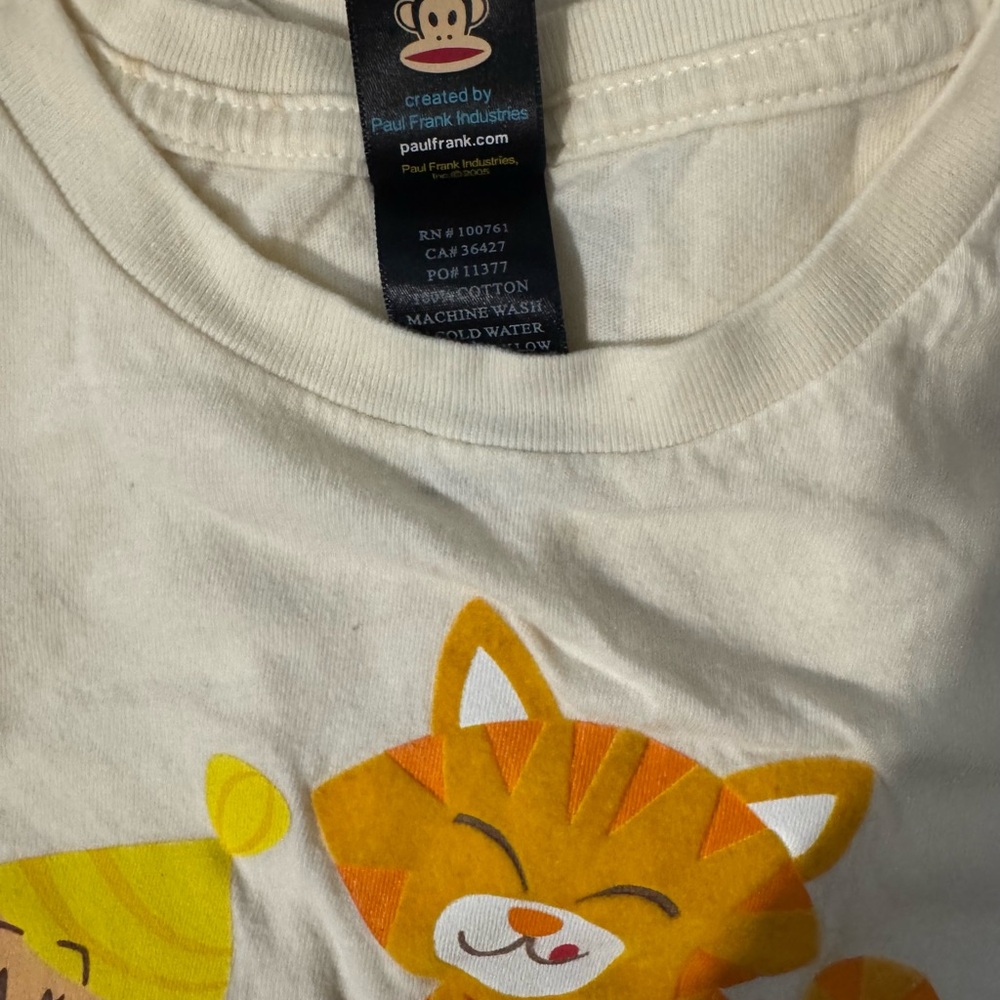 Paul Frank White Tee with Orange Cat and Yellow Character Graphic - Picture 4 of 11